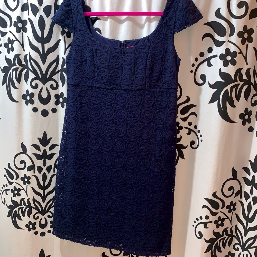 Lilly Pulitzer Laurent Dress Navy Zanaibar Lace